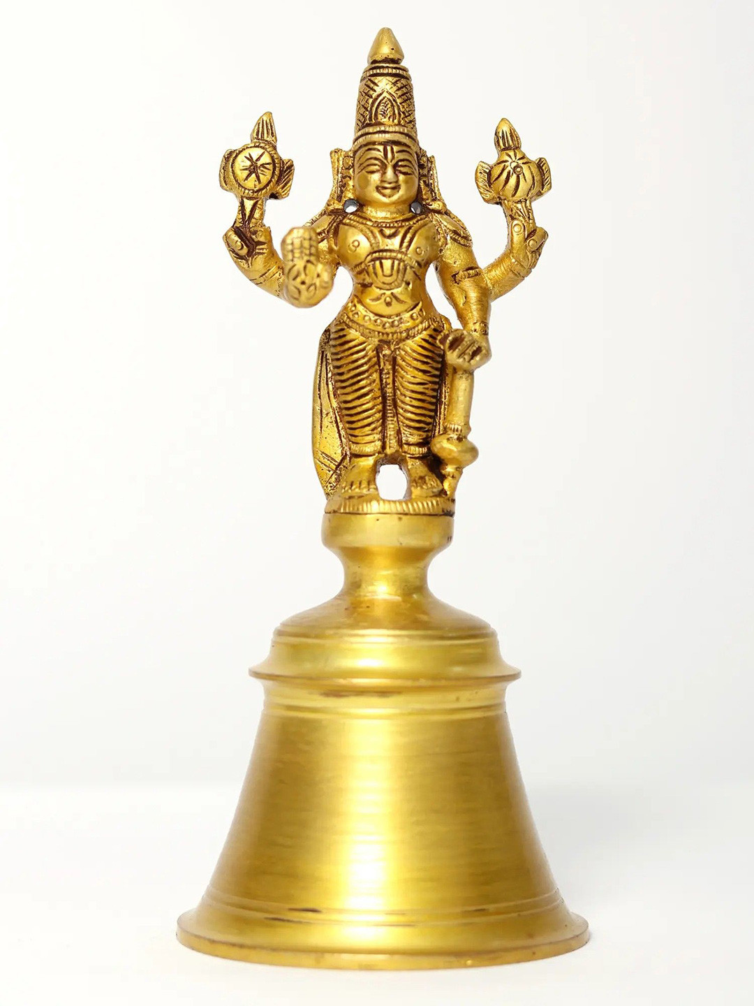Exotic India Lord Vishnu Handheld Bell In Brass