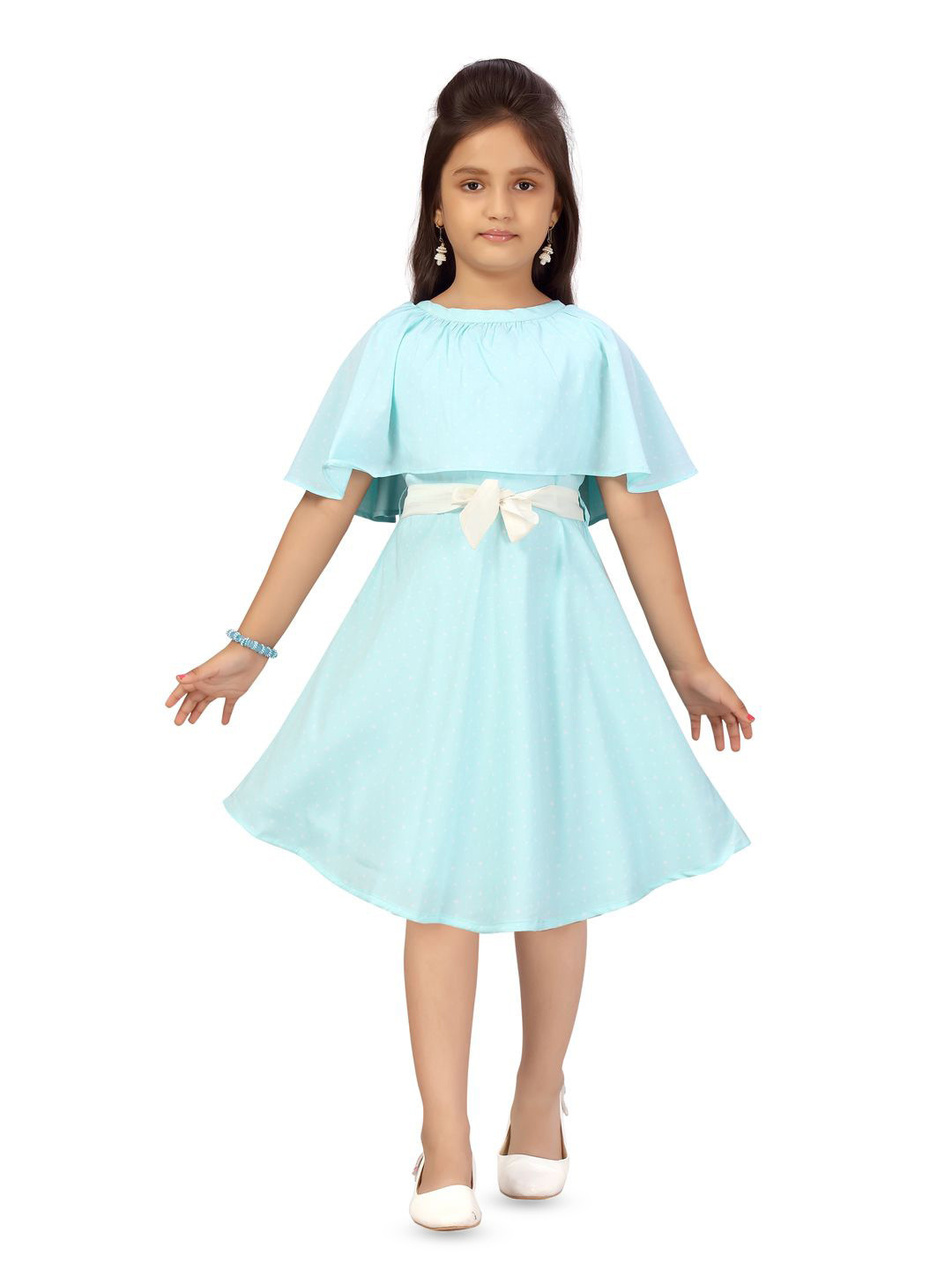 BAESD Print Bow Detailed Fit & Flare Dress