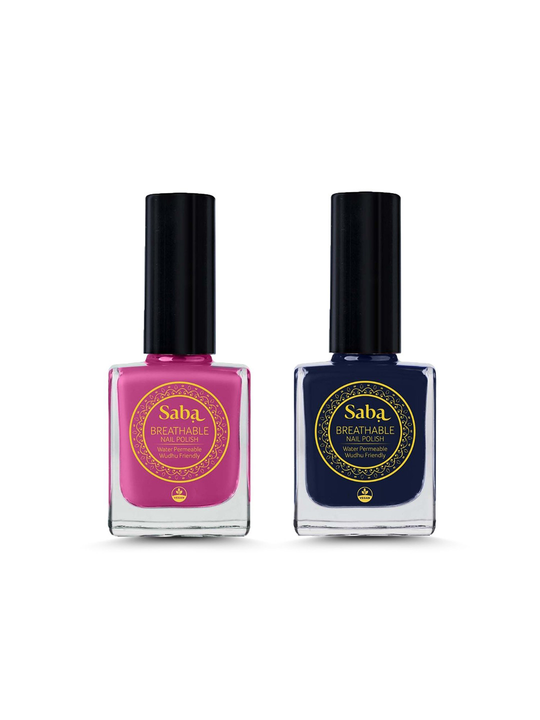Saba Set Of 2 Breathable Nail Polish -12Ml Each Mulberry Pink & Russian Blue