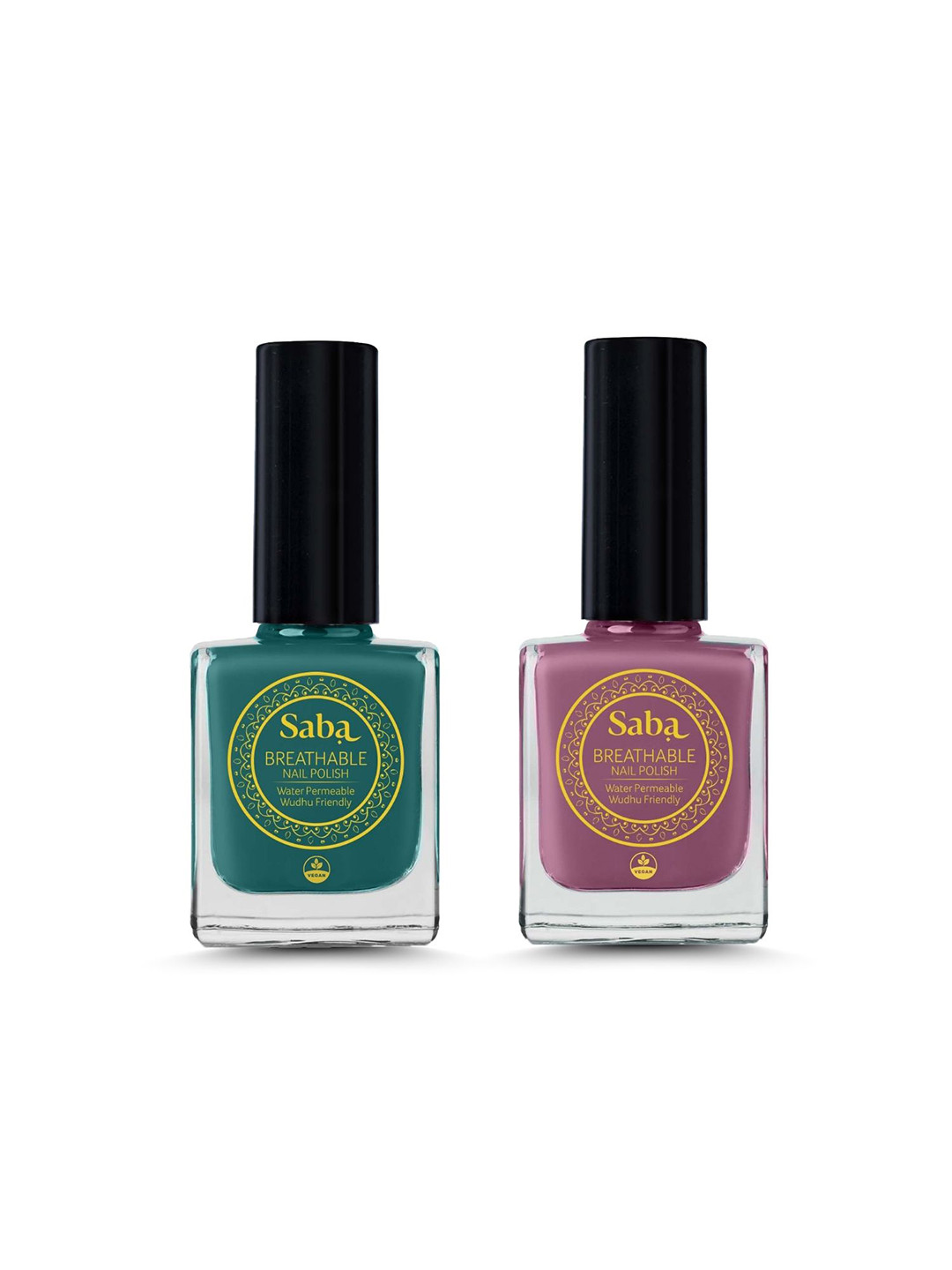 Saba Set Of 2 Breathable Nail Paint- Emerald Green- Burnt Rose- 12 ml Each