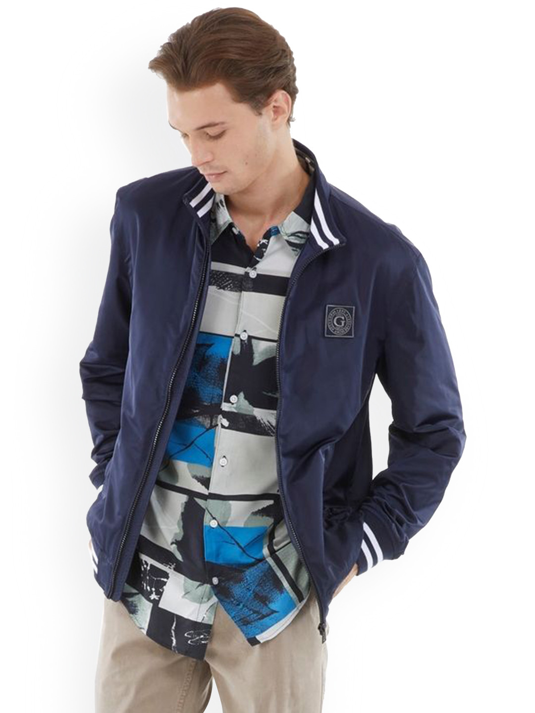GUESS Men Crop Bomber Jacket