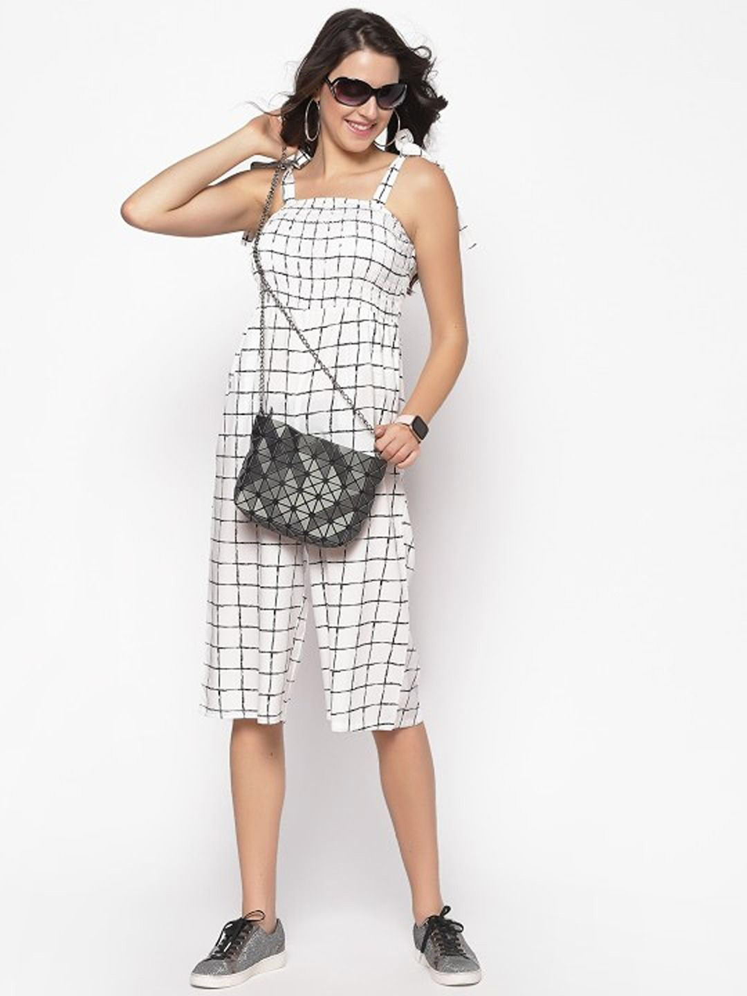 Sera Checked Capri Jumpsuit