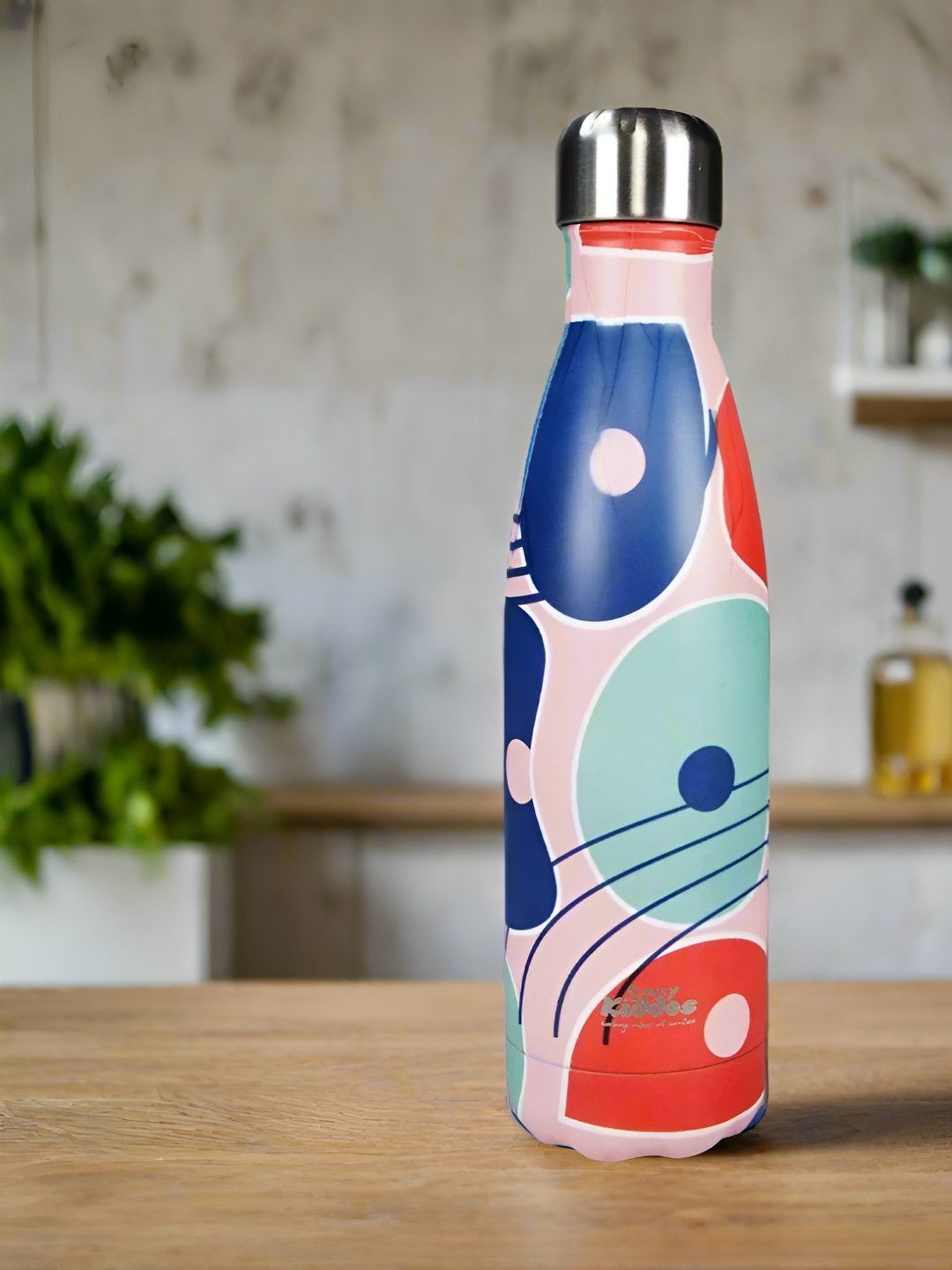 Smily Kiddos Blue Abstract Stainless Steel Double Wall Vacuum Flask - 500ml
