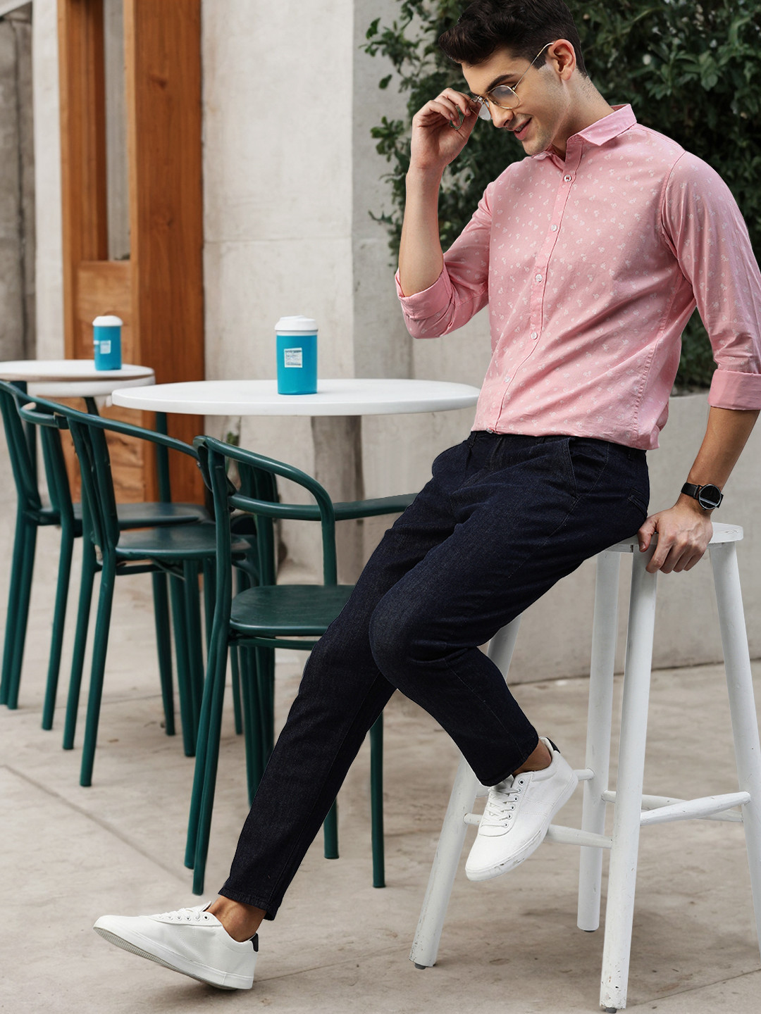 Mast & Harbour Men Pink Regular Fit Printed Smart Casual Shirt