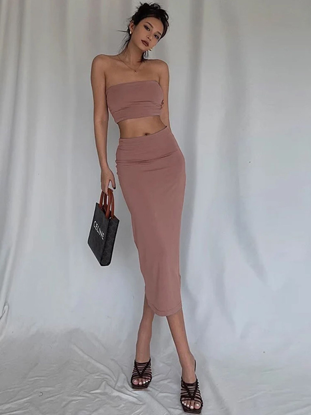 LULU & SKY Tube Top With Fitted Skirt Co-Ords
