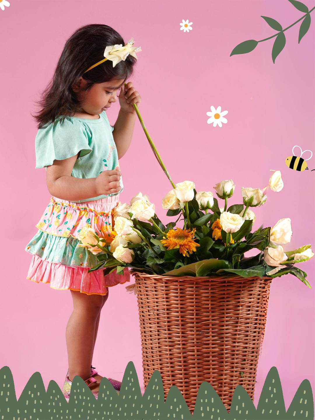 TIDY SLEEP Print Ruffles Cotton Top