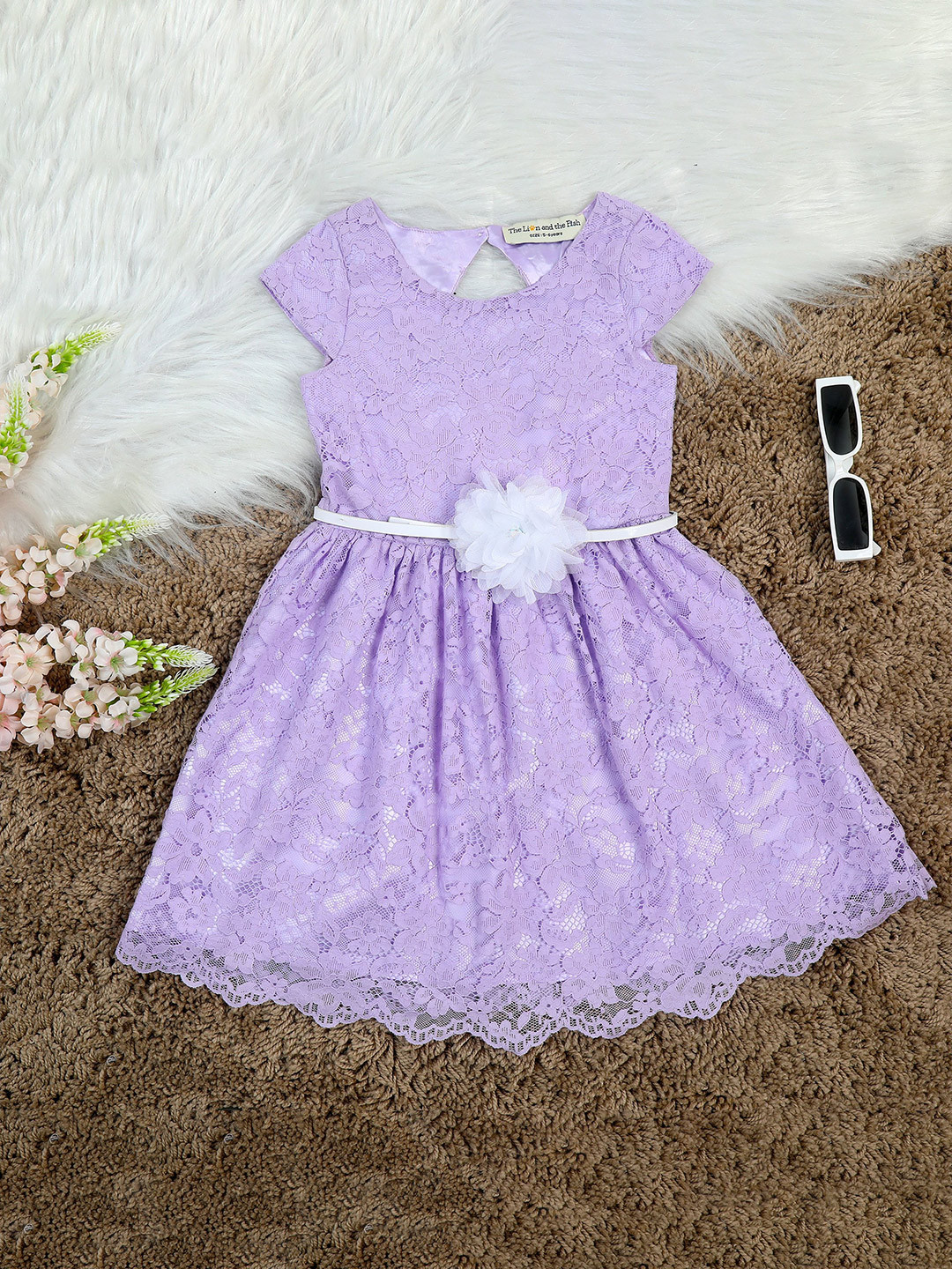 The Lion and The Fish Floral Purple Girls Dress