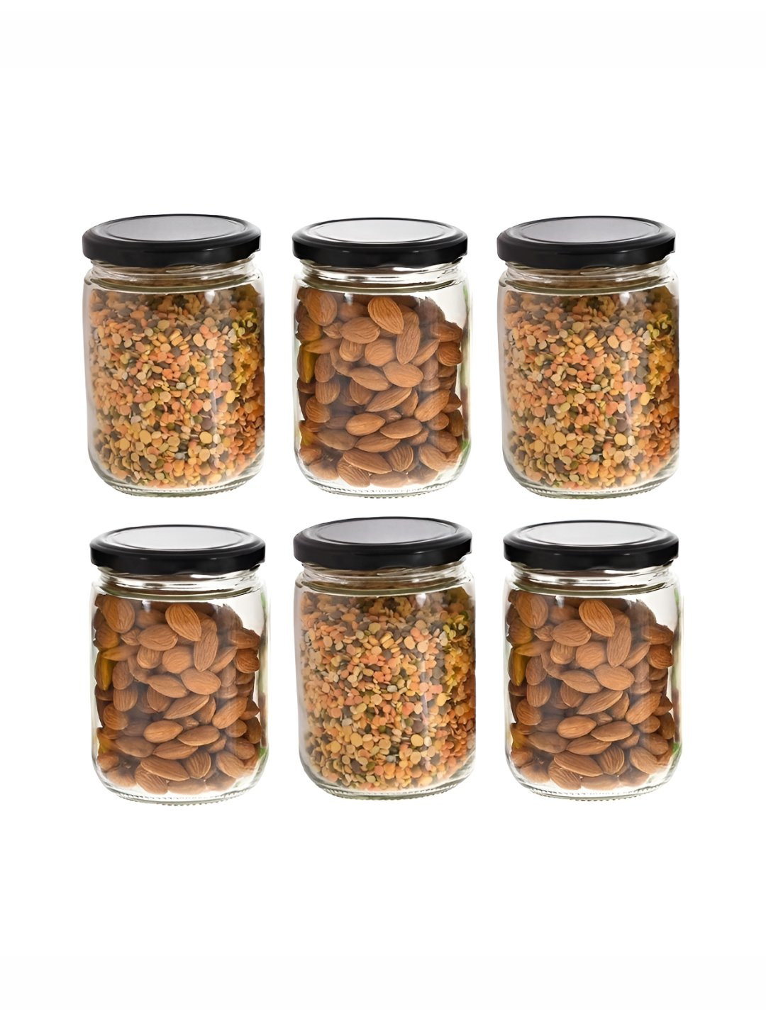 Croco Jar Piramal Transparent Glass Dishwasher Safe 6 Piece Screw Top Jar-500ml
