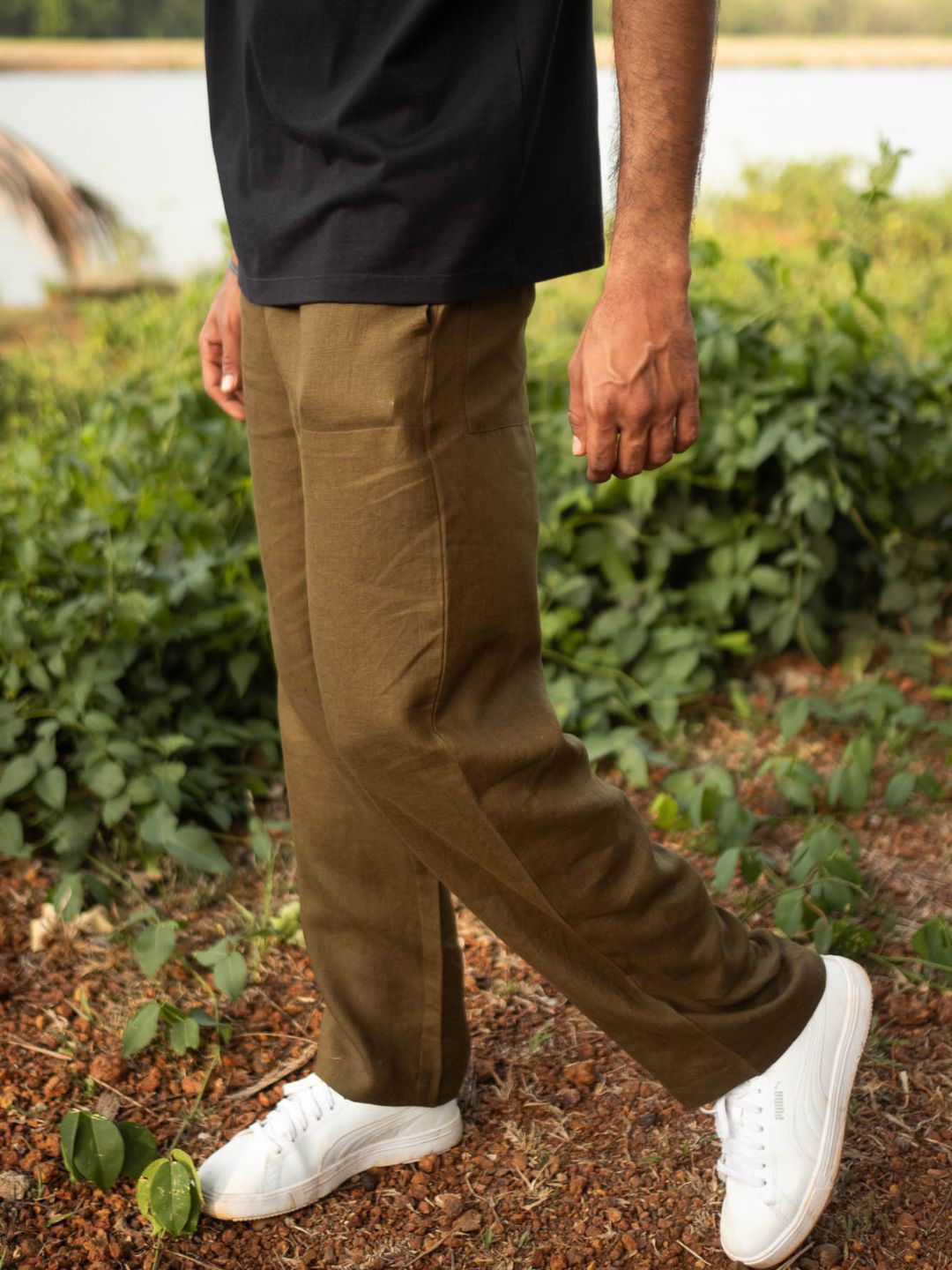 Creatures of Habit Men Linen Pull-up Pants