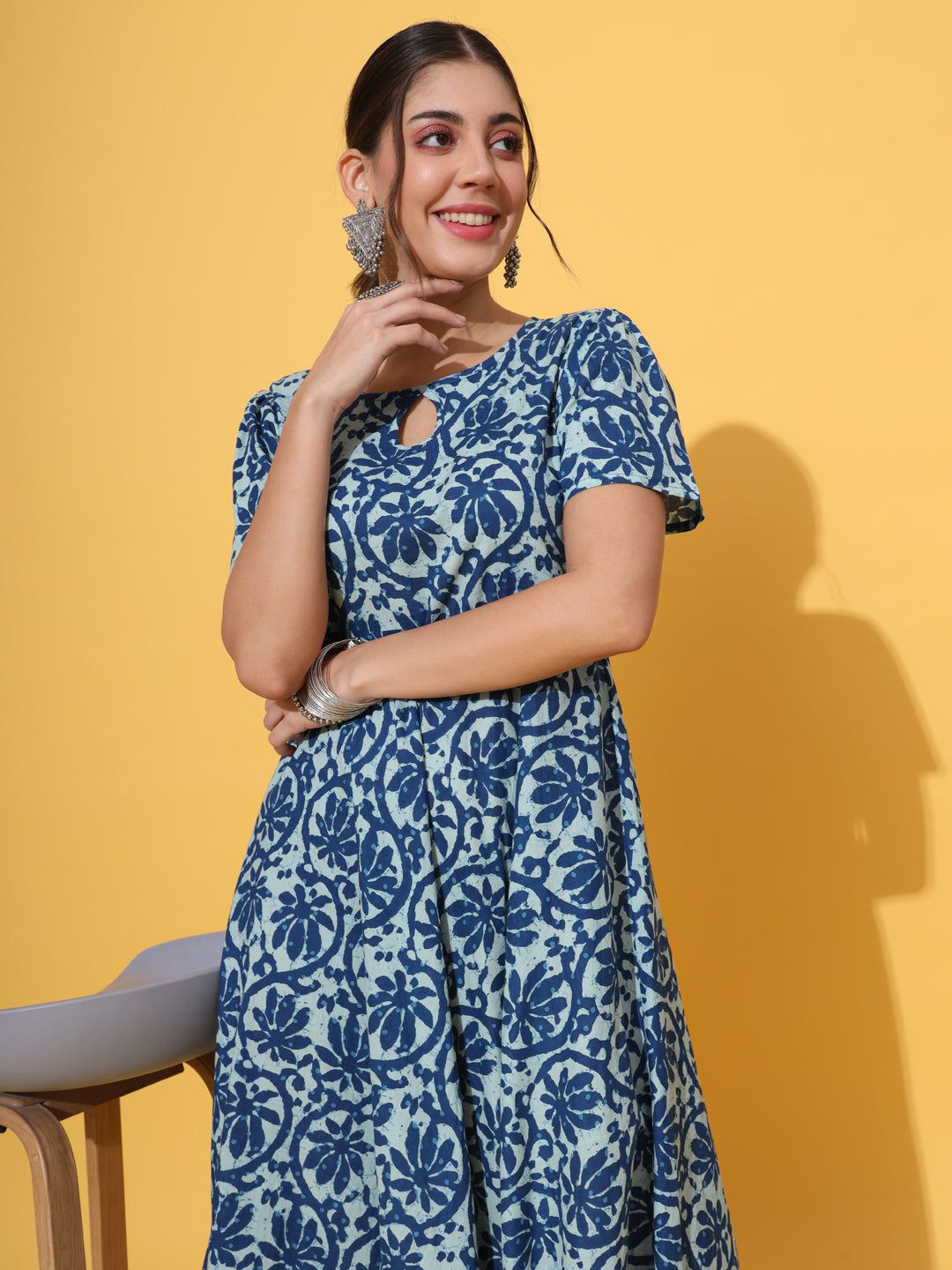 KALINI Floral Print Fit & Flare Dress