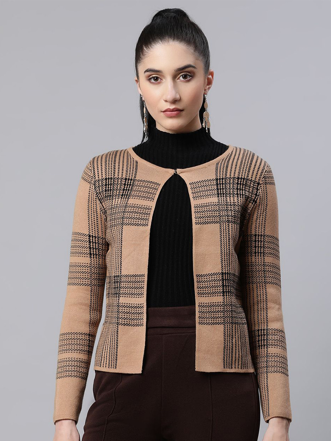 Global Republic Women Checked Cardigan