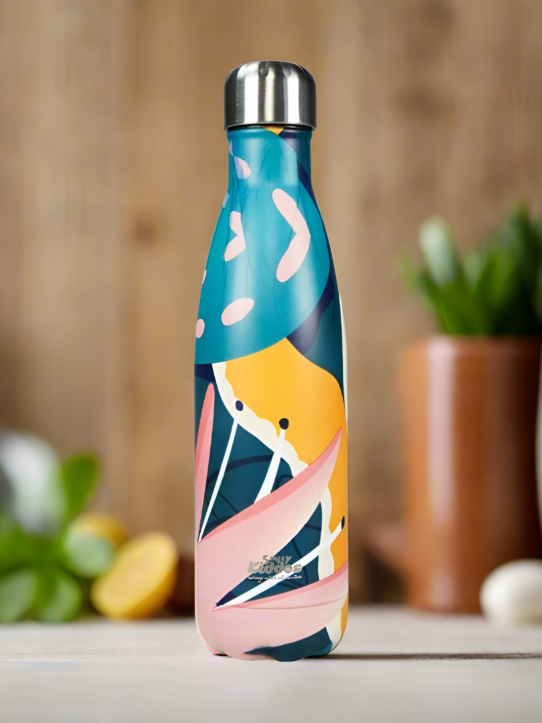 Smily Kiddos Blue Abstract Stainless Steel Double Wall Vacuum Flask - 500ml