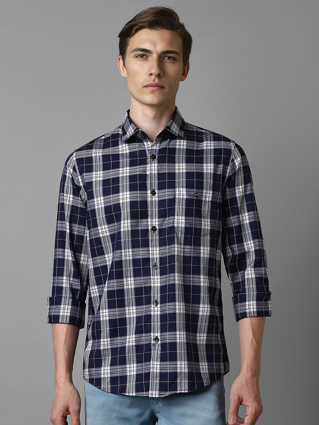 Louis Philippe Sport Men Super Slim Fit Tartan Checks Opaque Checked Casual Shirt