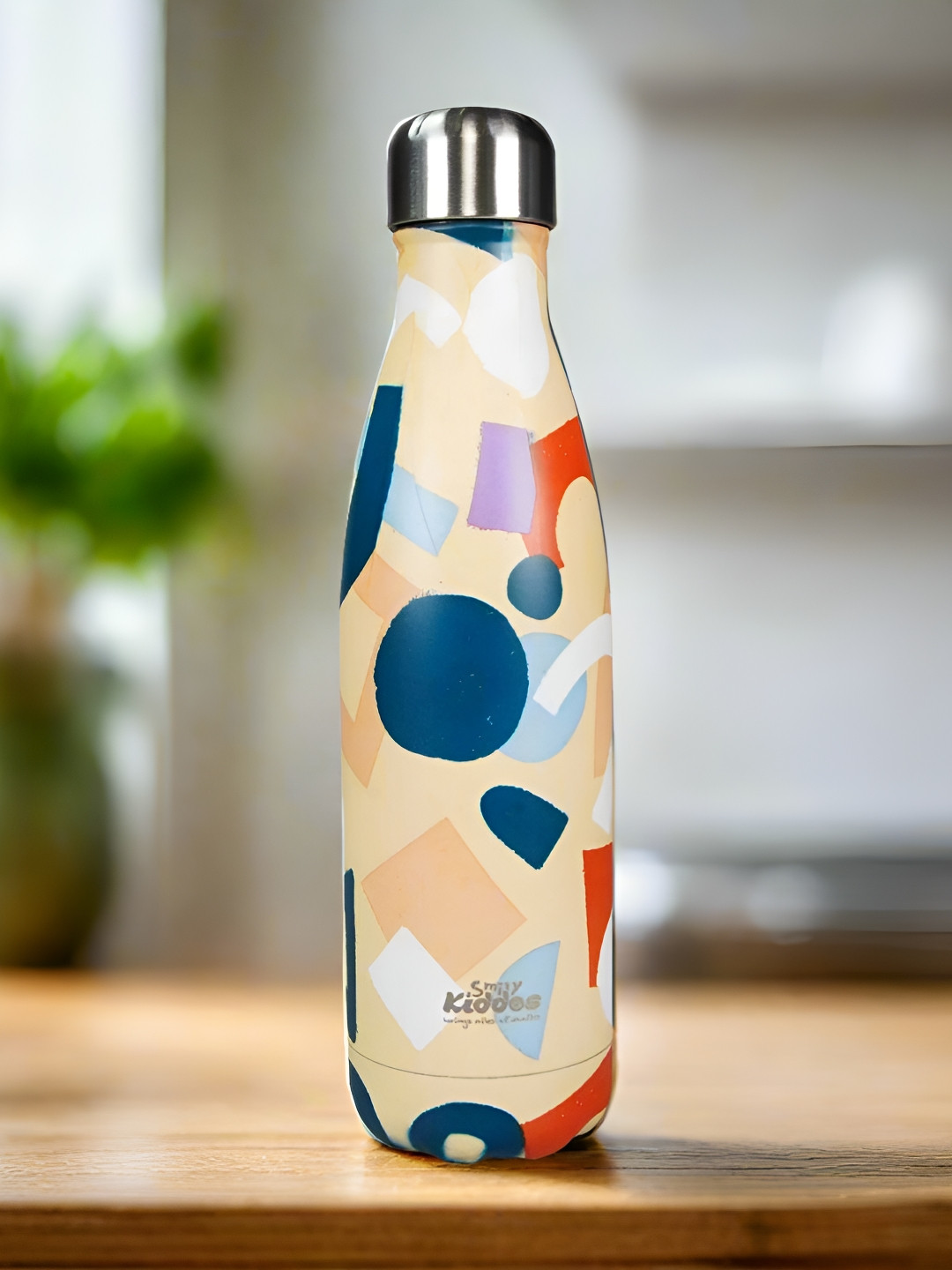 Smily Kiddos Yellow Abstract Stainless Steel Double Wall Vacuum Flask - 500ml