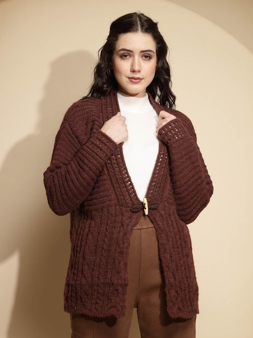 Global Republic Women Cable Knit Cardigan Sweater