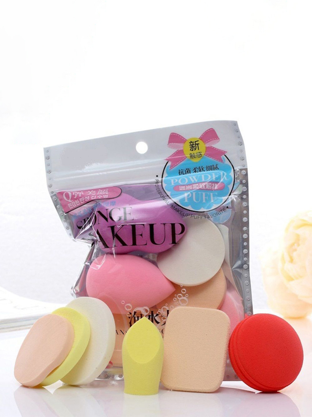 FAVON Set Of 6 Multi-Use Makeup Puffs & Sponges