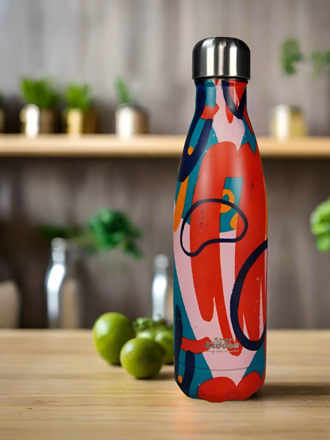Smily Kiddos Red Abstract Stainless Steel BPA Free Flask - 500ml