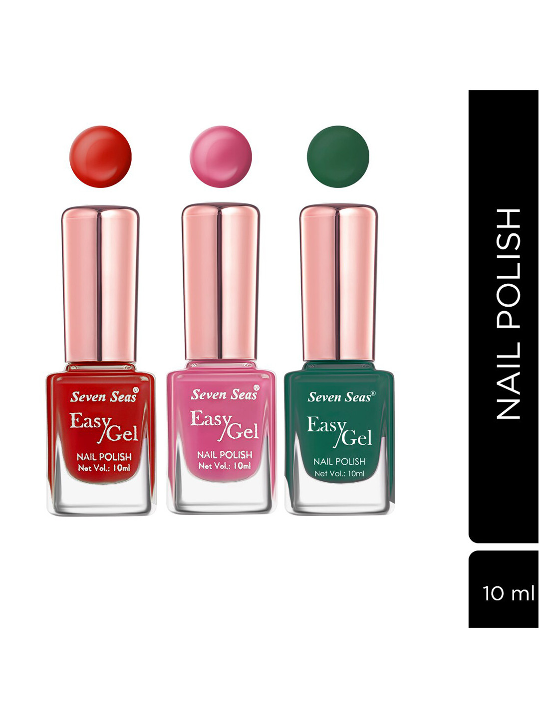Seven Seas Set of 3 Easy Gel Long Lasting Nail Polishes 10ml Each - 206 + 209 + 208
