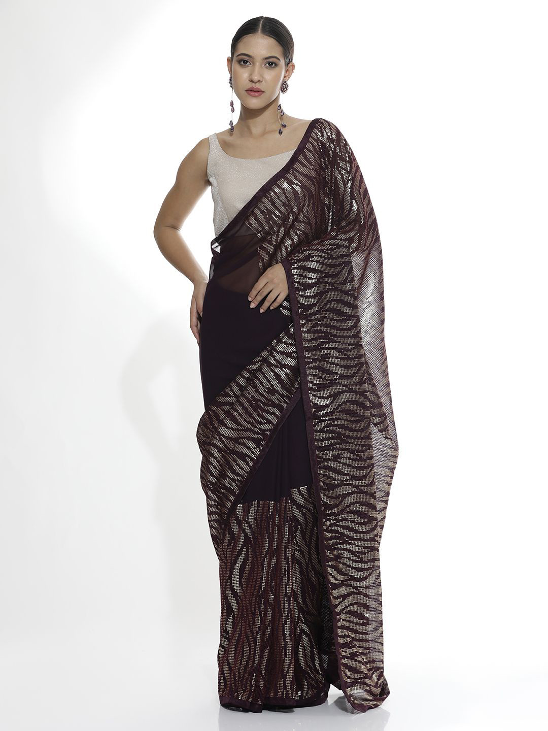 Jaipur Kurti Sequinned Saree