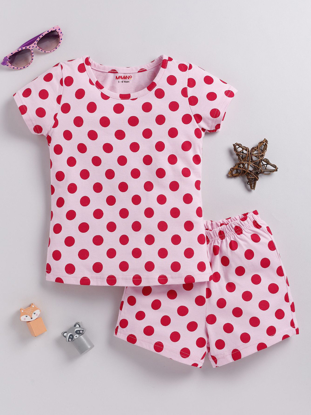 MIMINO Girls Printed Top with Shorts