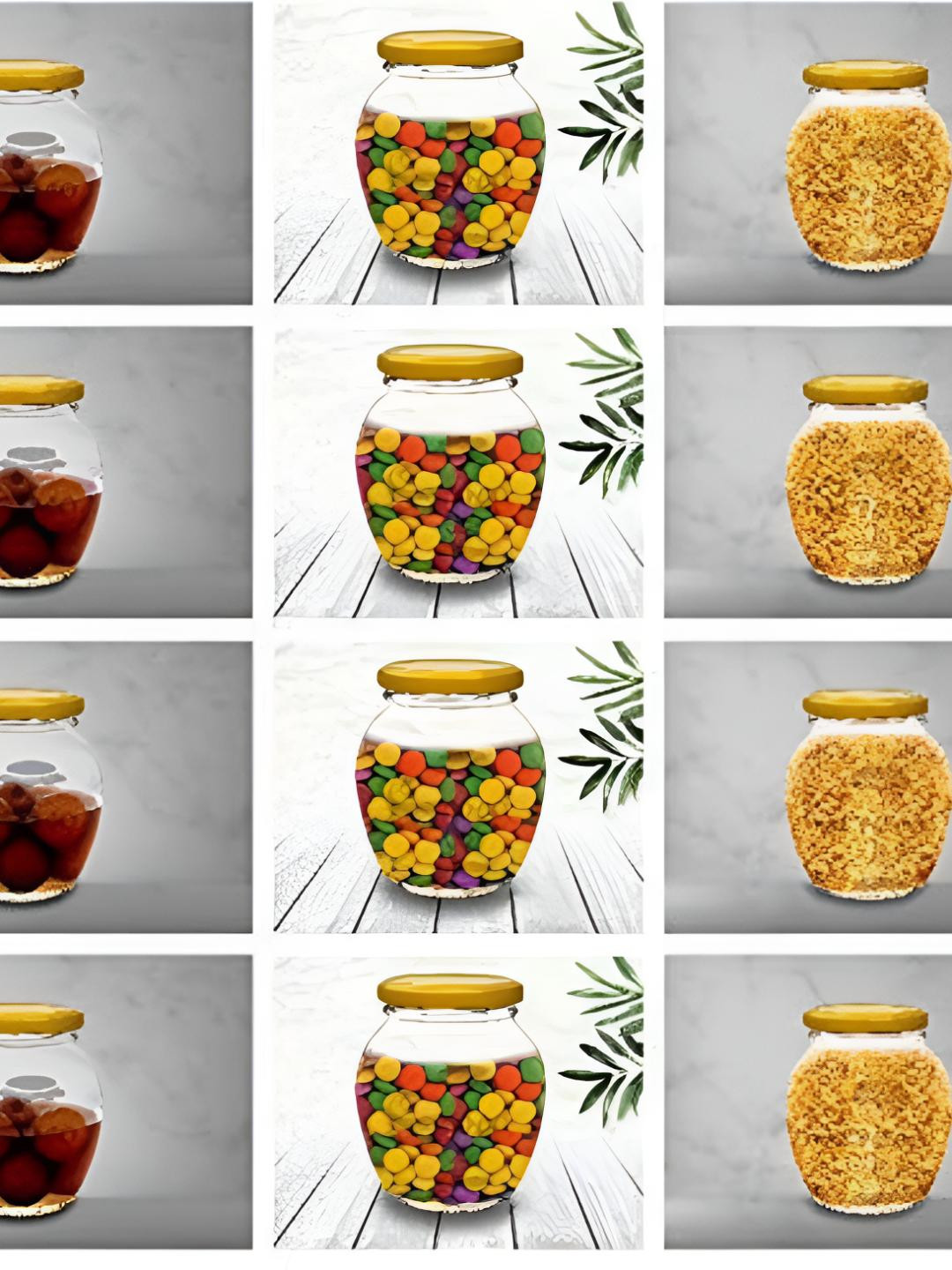 Croco Jar Matka Transparent Glass Dishwasher Safe 12 Piece Screw Top Jar-400ml