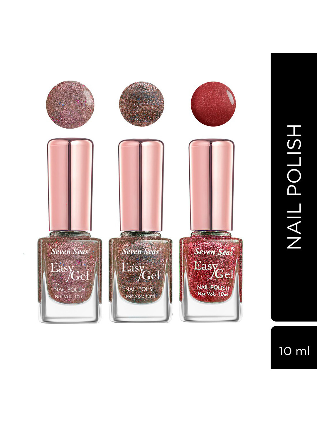 Seven Seas Set of 3 Easy Gel Long Lasting Nail Polishes 10ml Each - 240 + 237 + 246