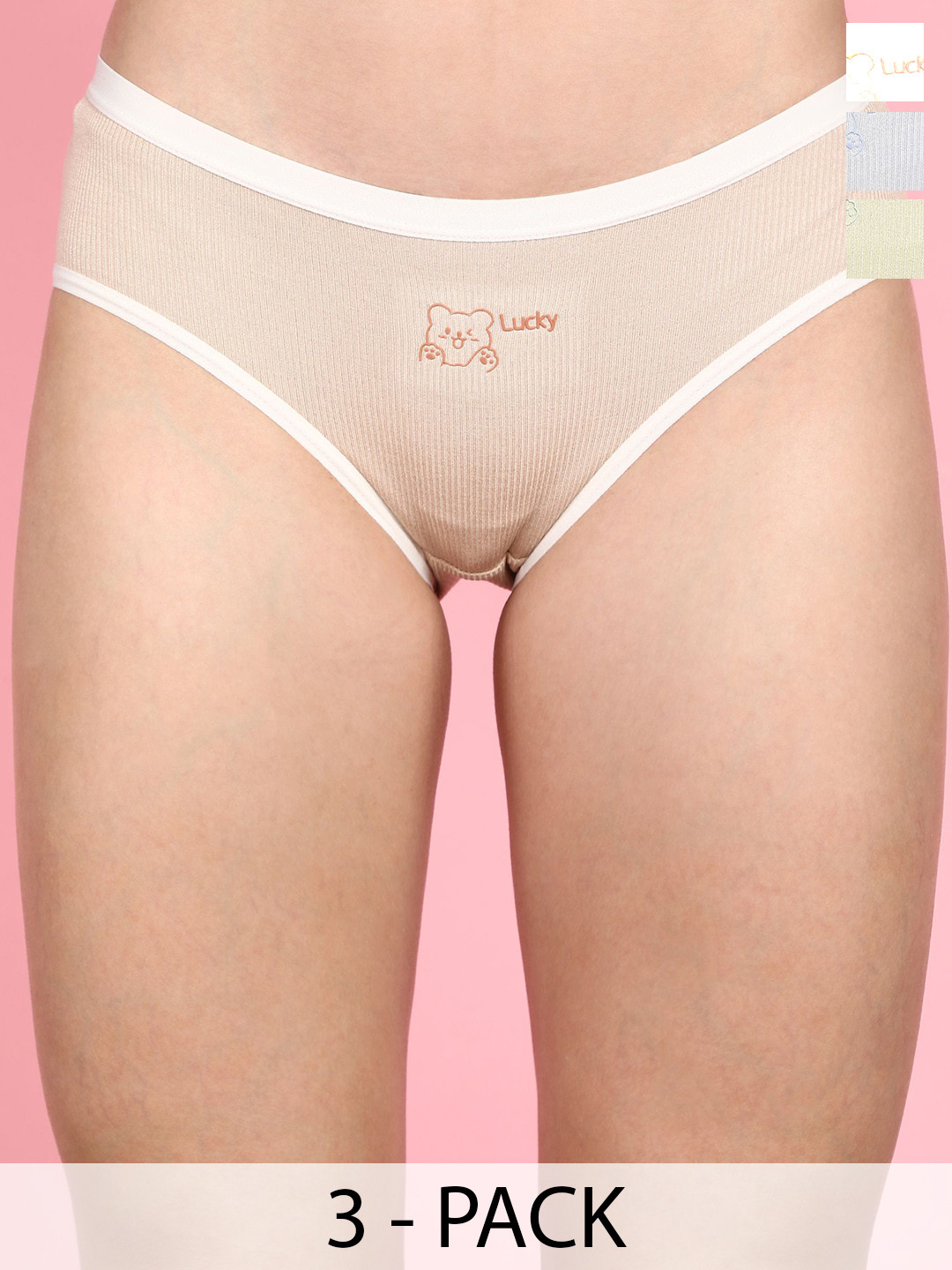 wincly fashion Pack Of 3 Mid-Rise Hipster Briefs- LUCKY/EMOJI/PO3/L