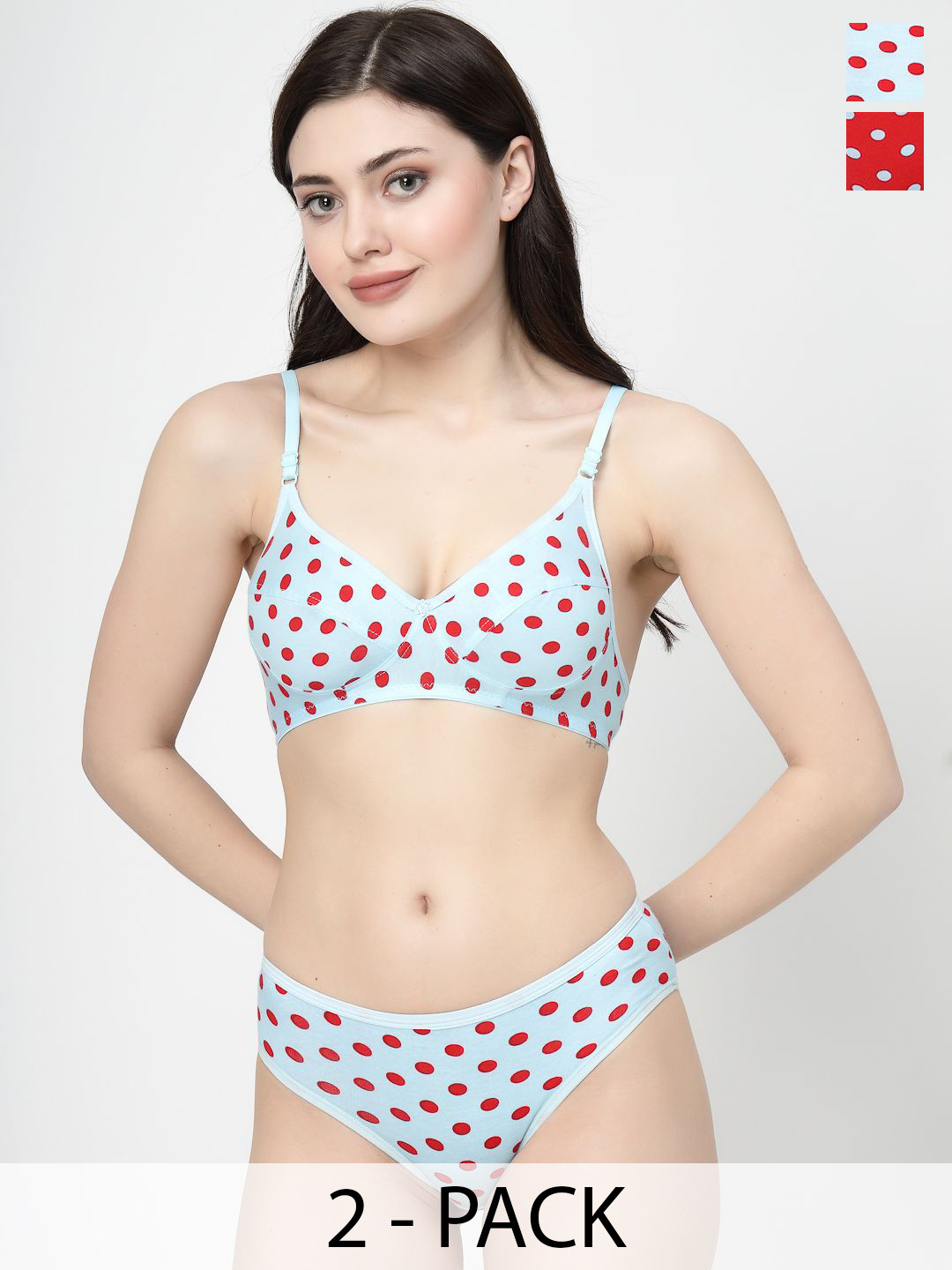 Docare Pack Of 2 Non-Padded Lingerie Set YummySet-Tblue-Red