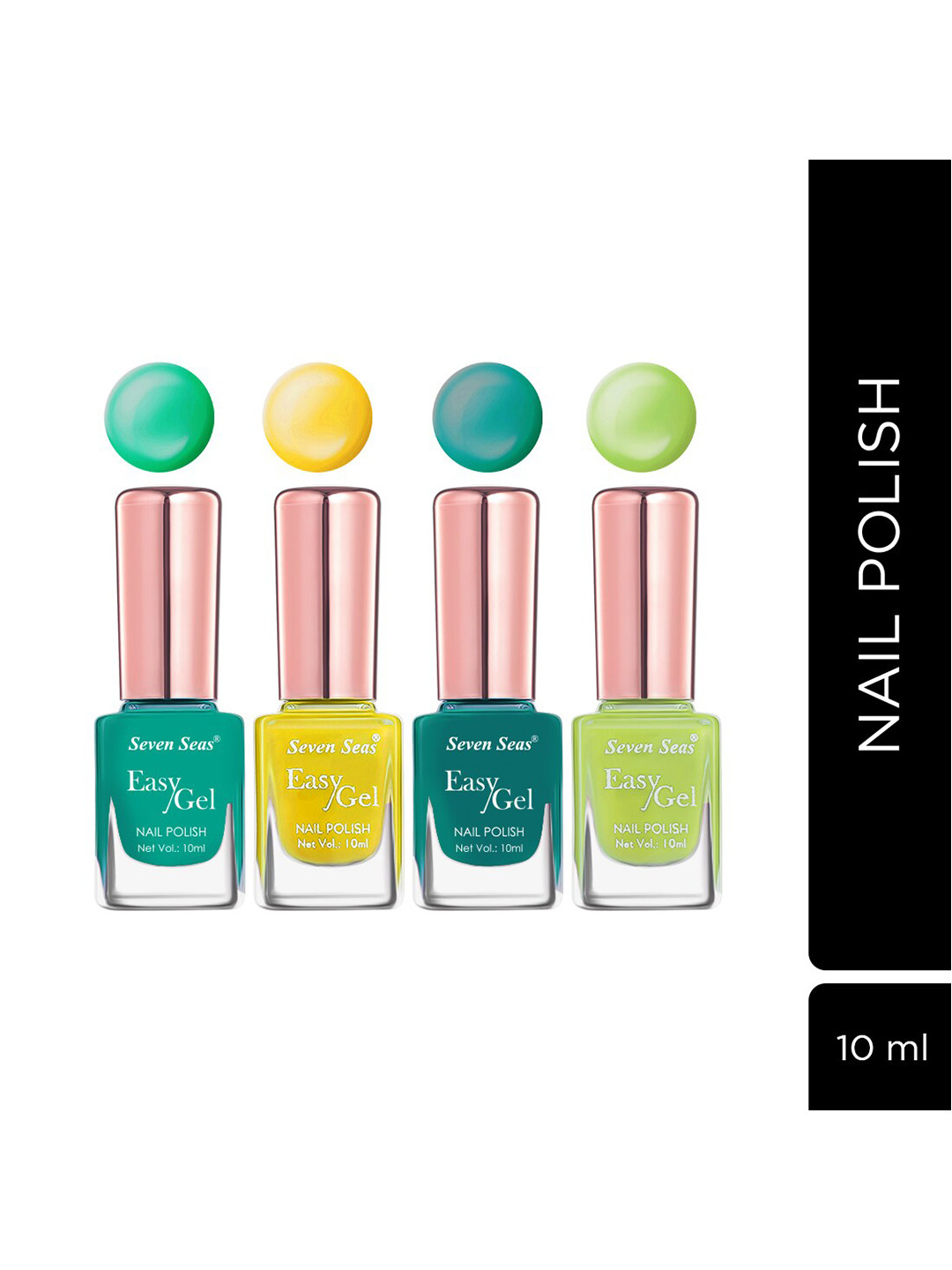 Seven Seas Set of 4 Easy Gel Long Lasting Nail Polishes 10ml Each - 232 + 205 + 212 + 263