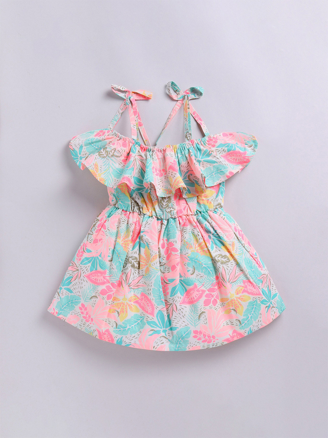 SNUGGLY MONKEY Girls Floral Printed Fit & Flare Dress