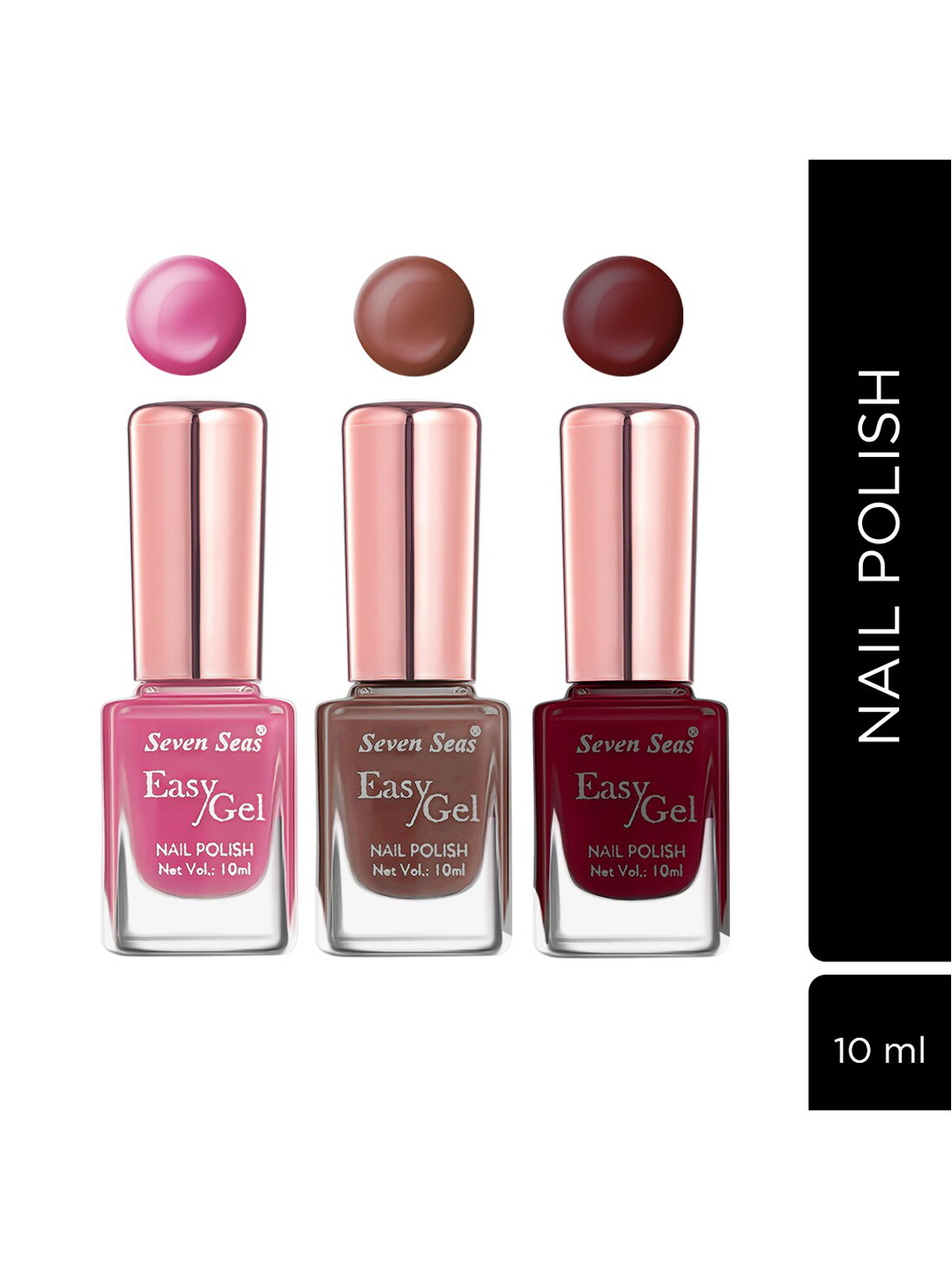 Seven Seas Set of 3 Easy Gel Long Lasting Nail Polishes 10ml Each - 231 + 208 + 234