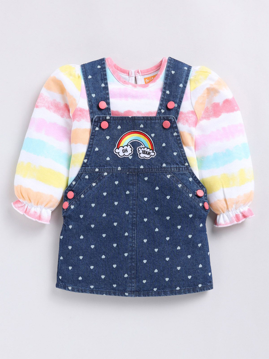 SNUGGLY MONKEY Girls Printed Pinafore Dress