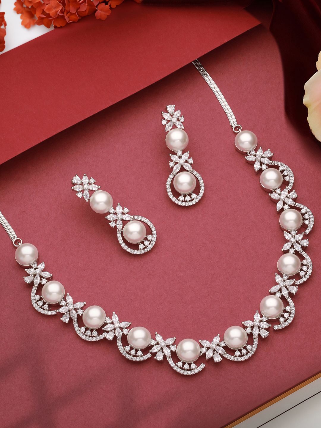Saraf RS Jewellery AD-Studded & Beaded Jewellery Set