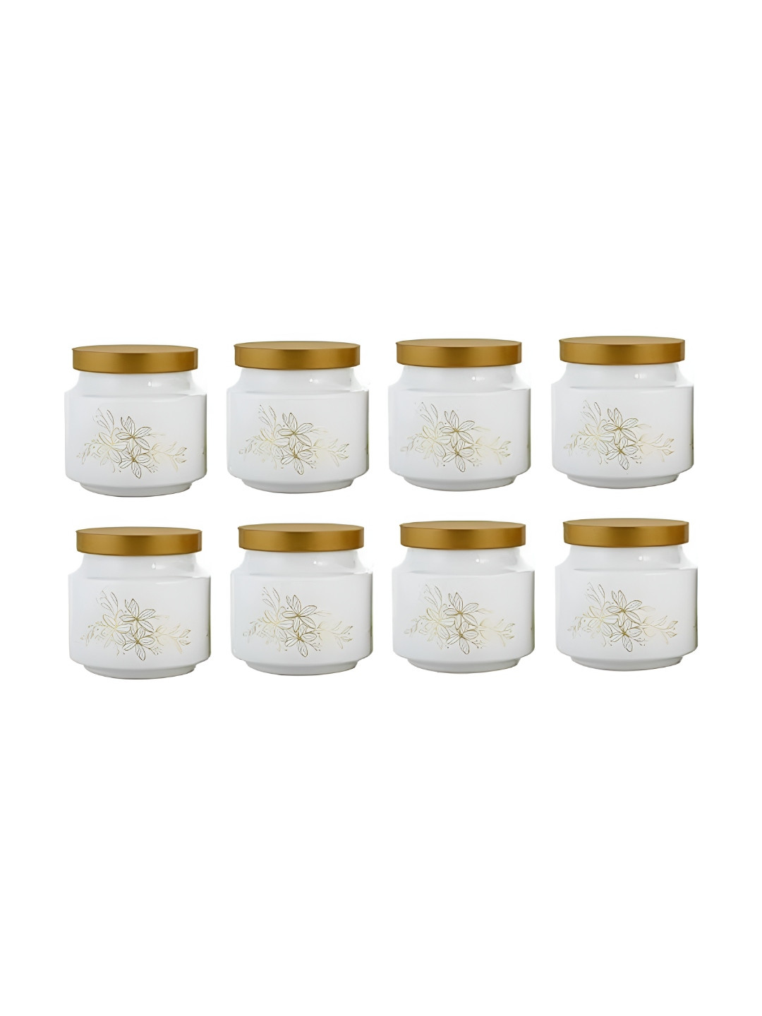CROCO JAR White & Gold Toned 8 Pieces Printed Storage Container 600 ml