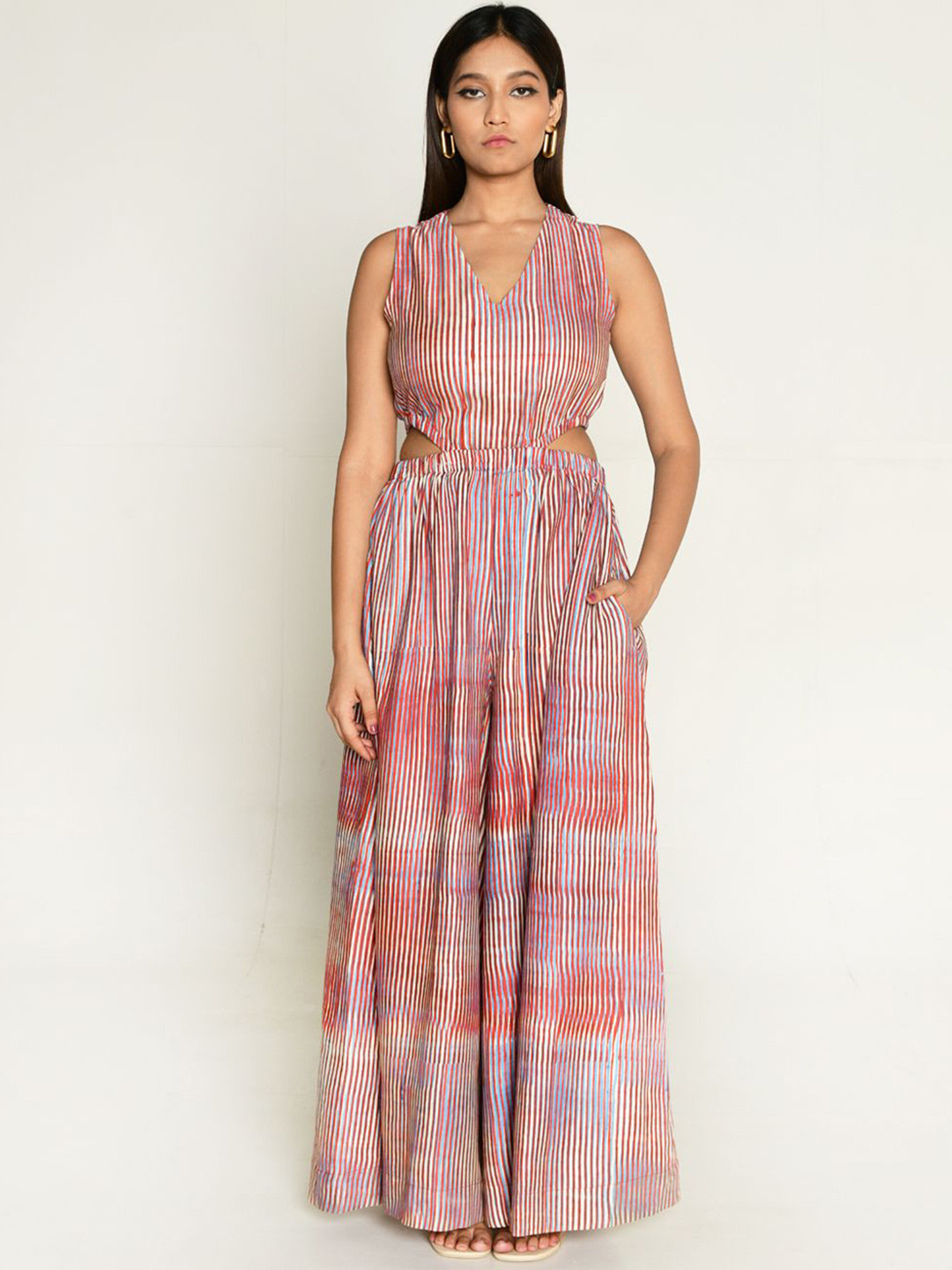 Rias Jaipur Striped Basic Jumpsuit