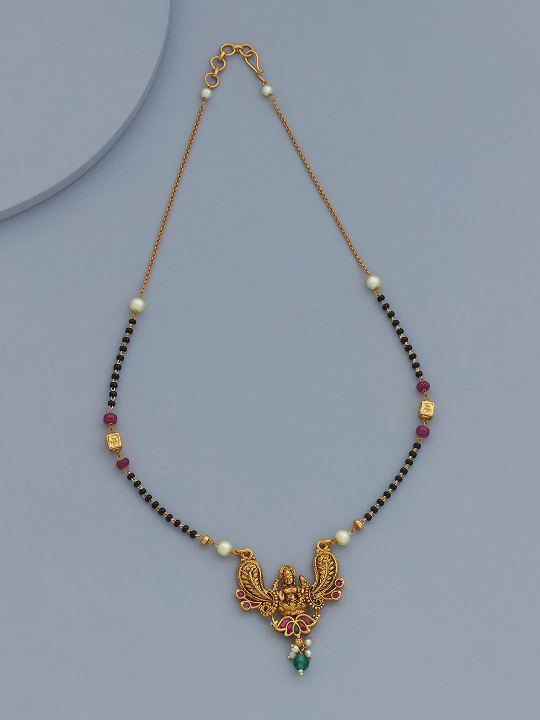 Kushal's Fashion Jewellery Gold-Plated Stone Studded & Beaded Antique Mangalsutra