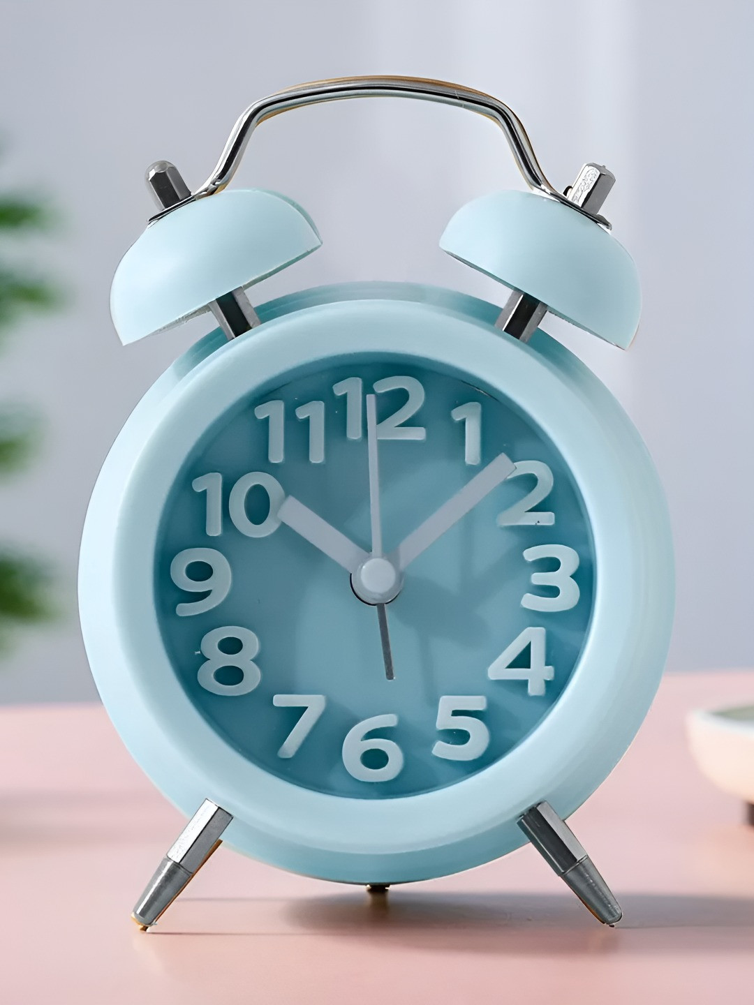 UMAI Blue Plastic Round Battery Analogue Alarm Clock-7cm