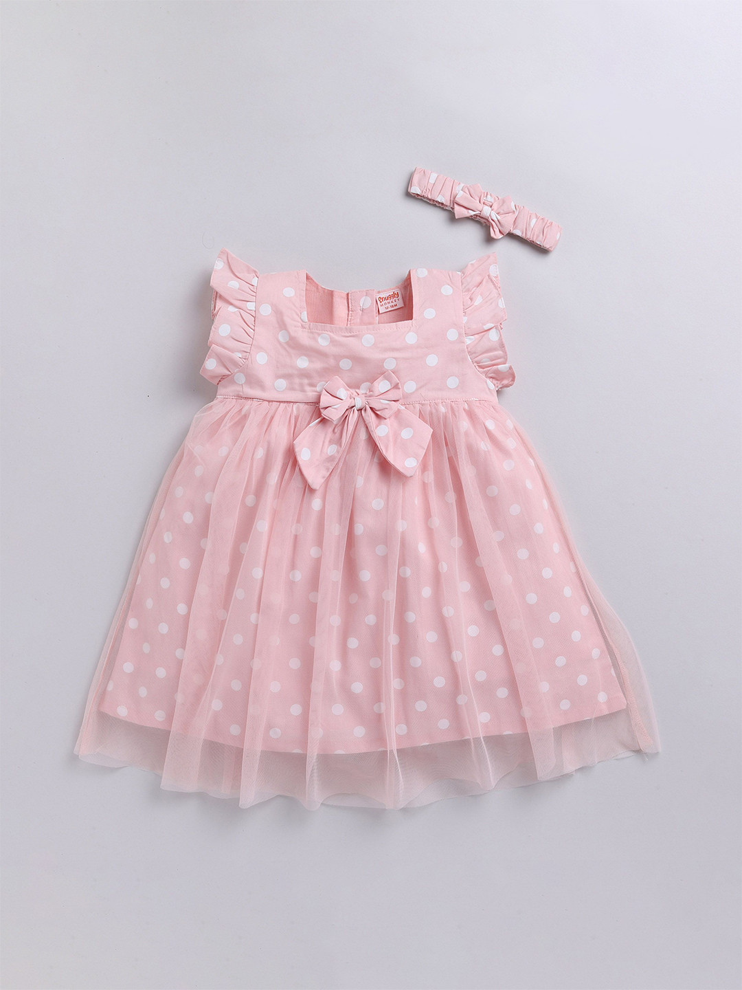 SNUGGLY MONKEY Girls Polka Dot Fit & Flare Dress