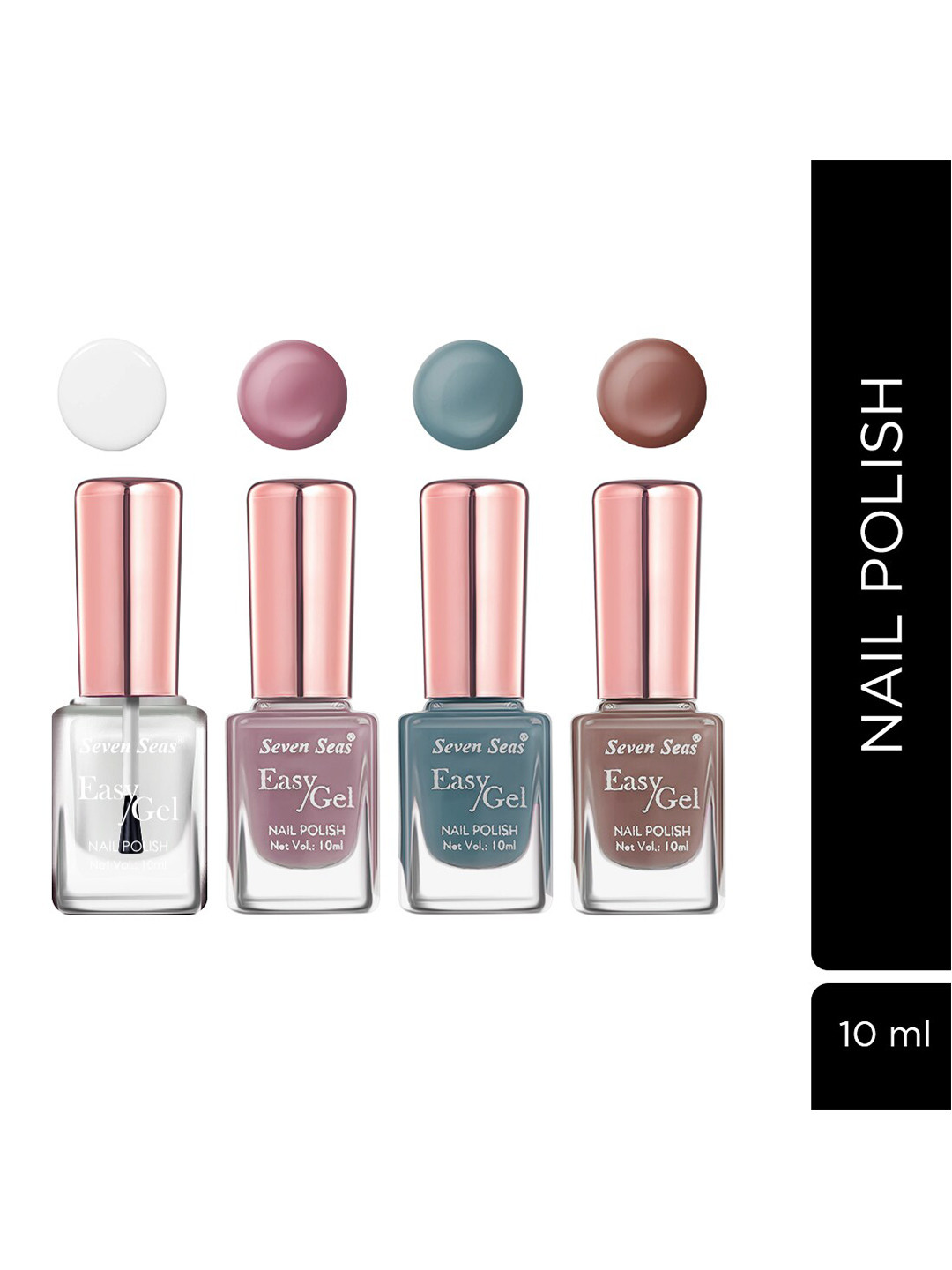 Seven Seas Set of 4 Easy Gel Long Lasting Nail Polishes 10ml Each - 201 + 220 + 236 + 266