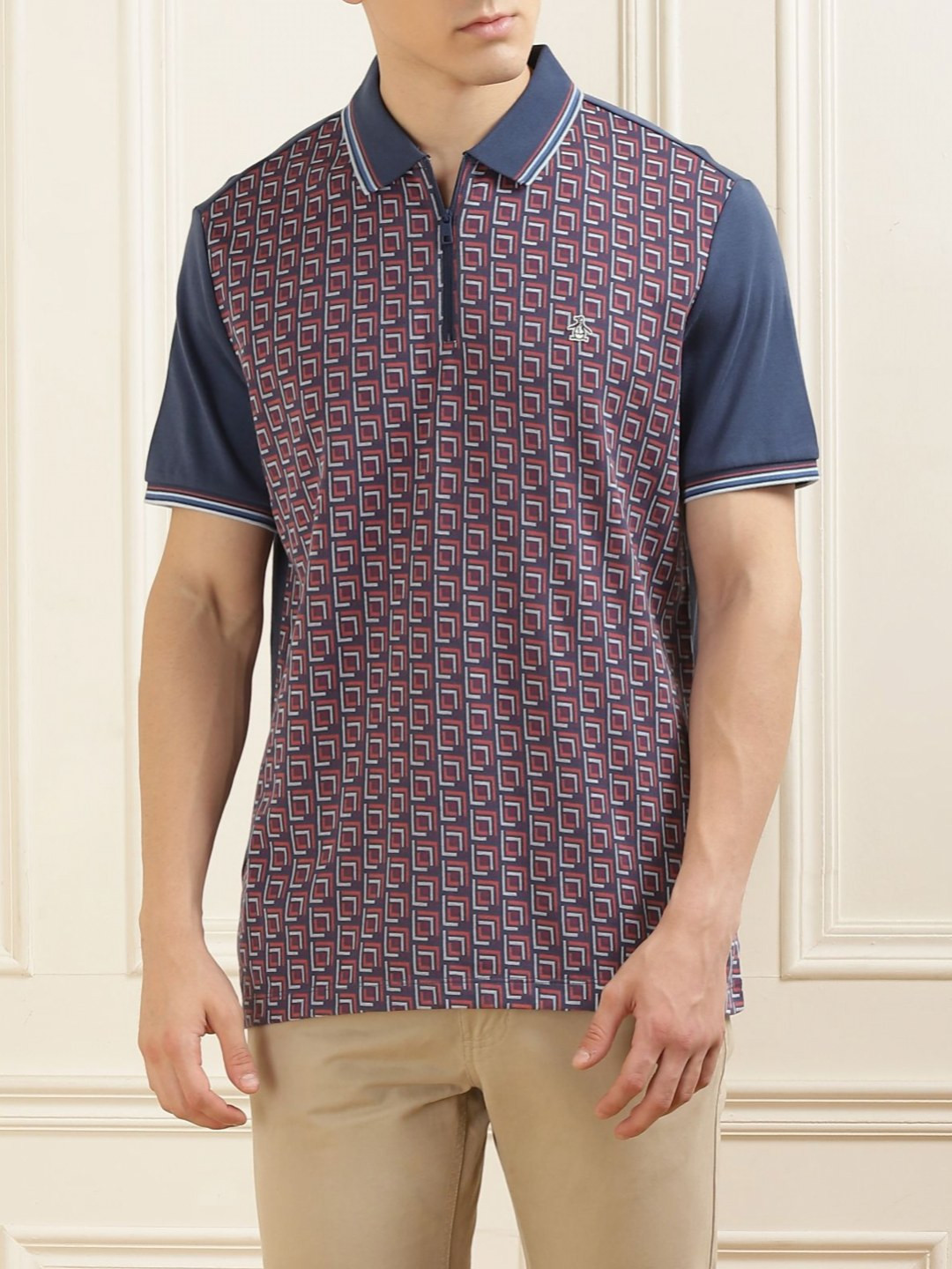 Original Penguin Men Printed Polo Collar Pockets T-shirt