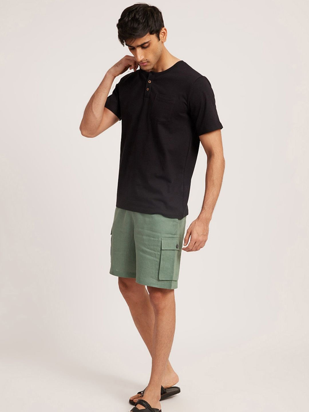 Creatures of Habit Men Linen Cargo Shorts