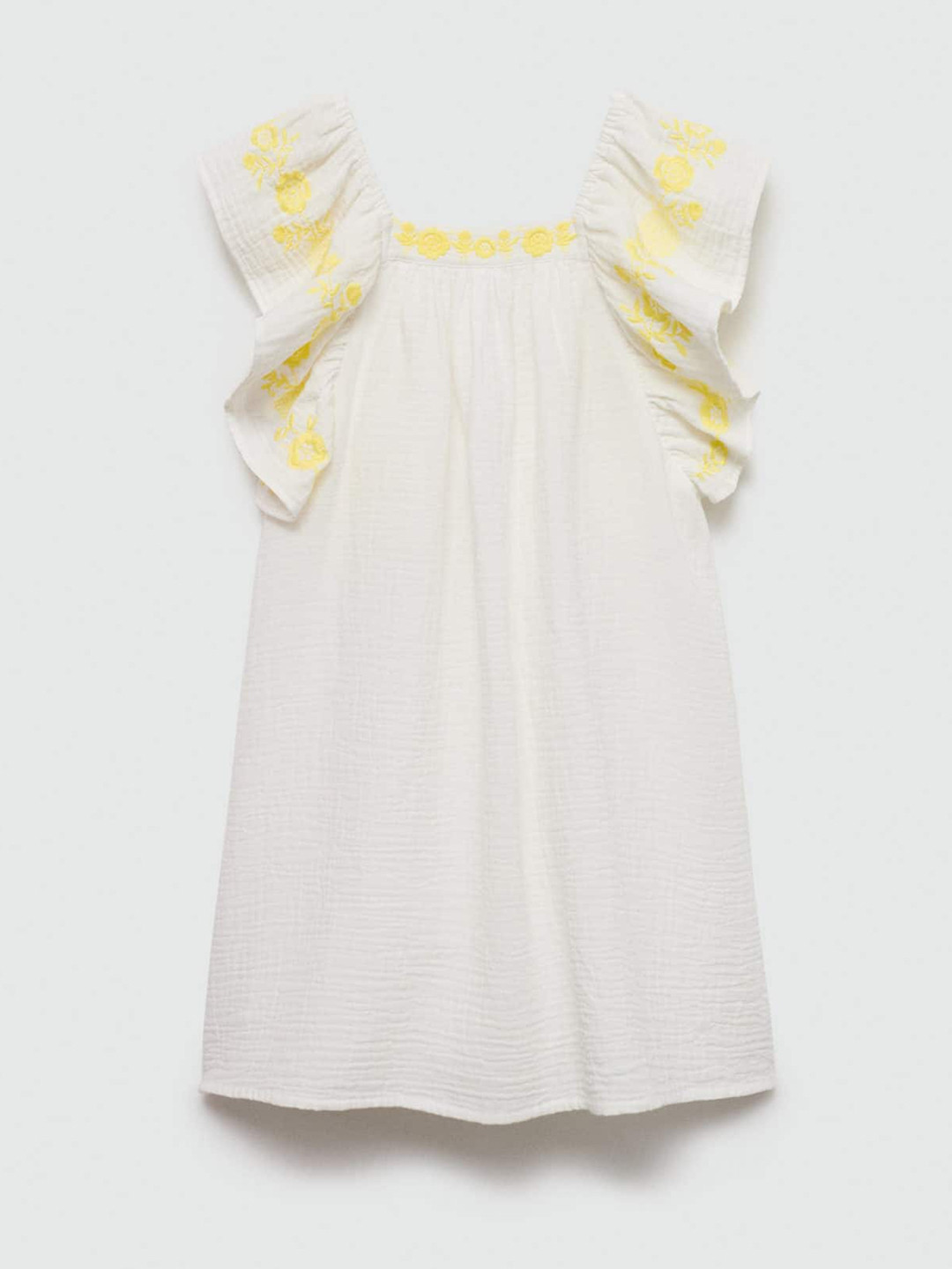 Mango Kids Girls Cotton Floral Embroidered A-Line Dress