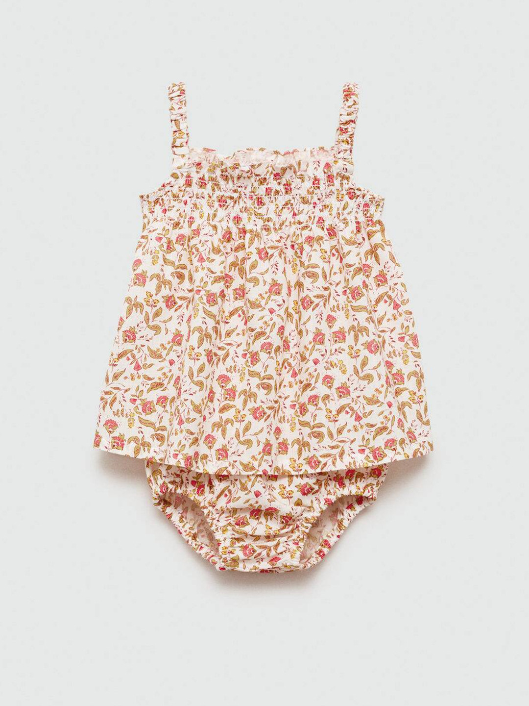 Mango Kids Infant Girls Pure Cotton Floral Print A-Line Dress
