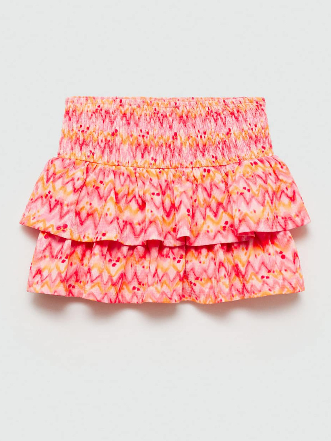 Mango Kids Girls Gathered & Pleated Detail Ruffle Peplum Skirt