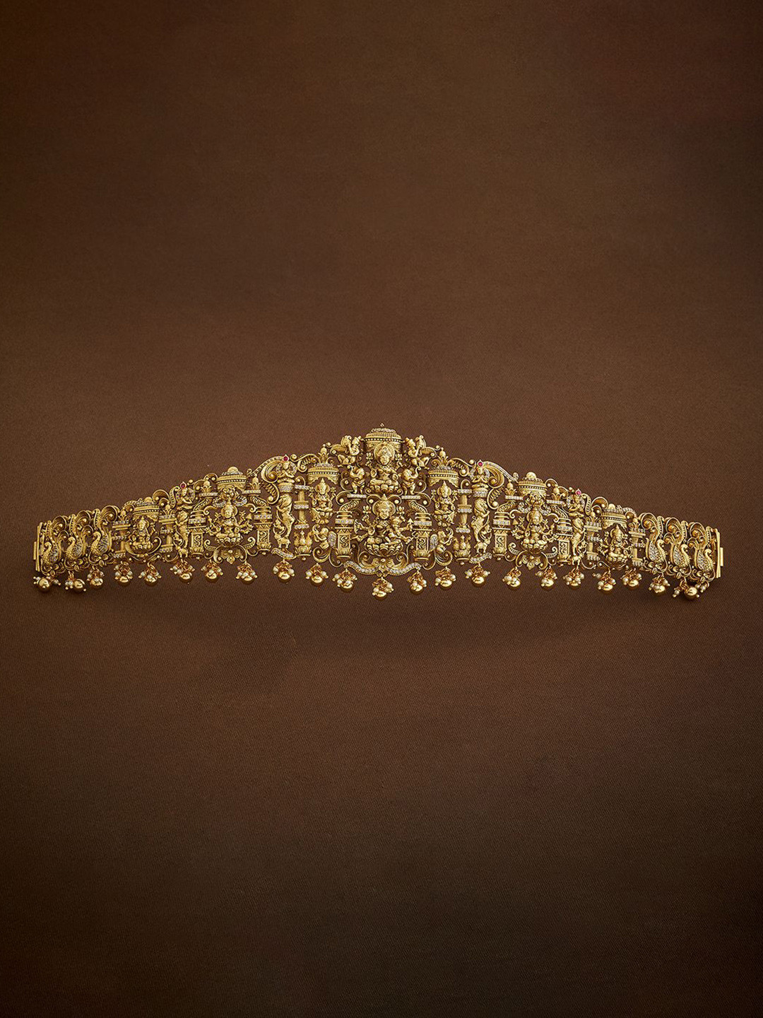 Kushal's Fashion Jewellery 92.5 Pure Silver Gold-Plated Ruby Studded Waist Chain