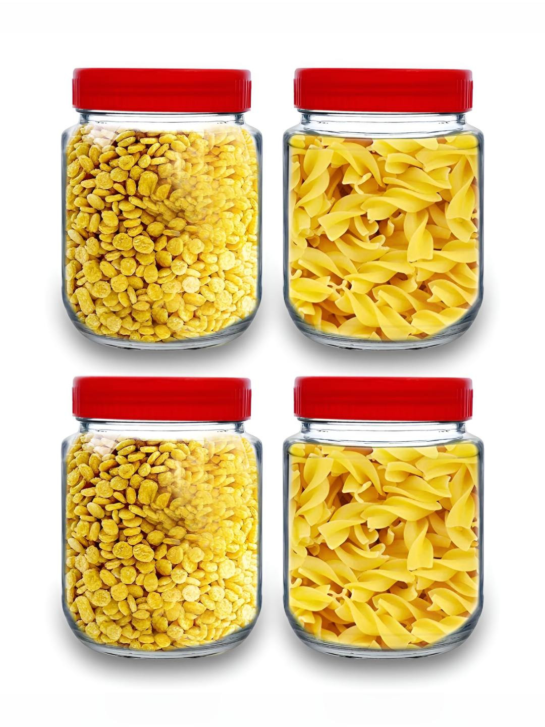 Croco Jar Piramal Transparent Glass Dishwasher Safe 4 Piece Screw Top Jar-500ml