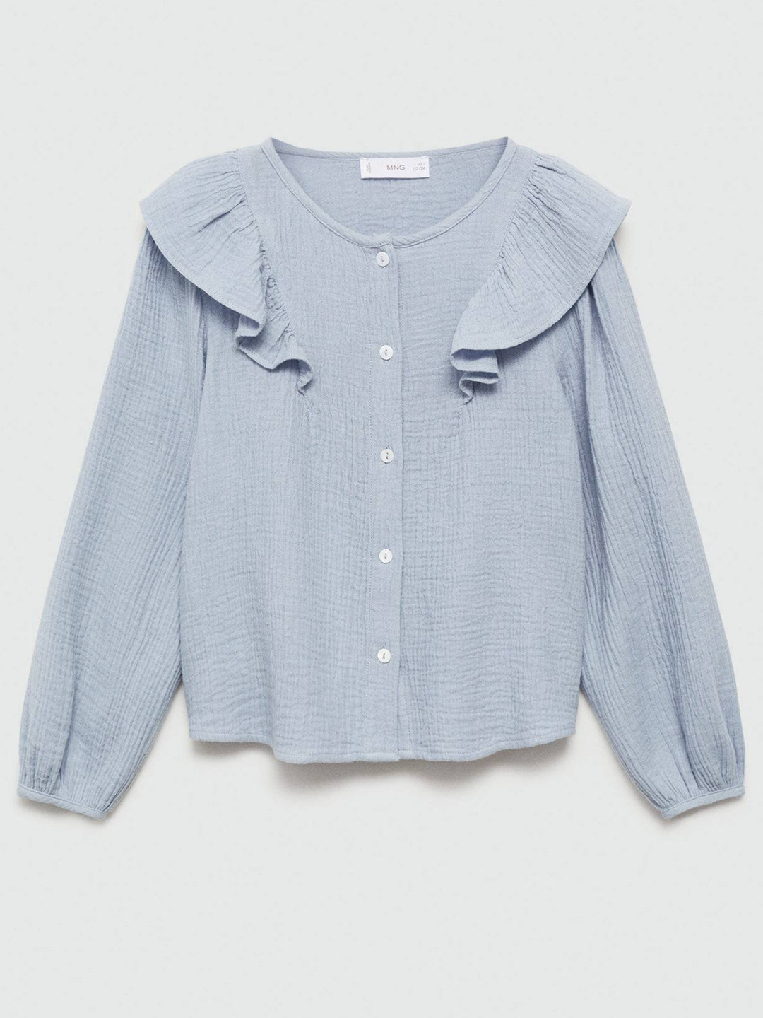 Mango Kids Girls Cotton Ruffle Detail Shirt Style Top