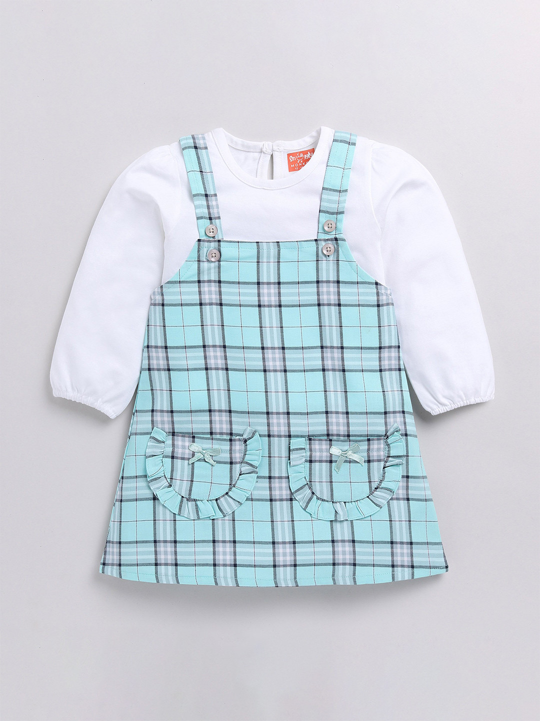SNUGGLY MONKEY Checked Pinafore Dress