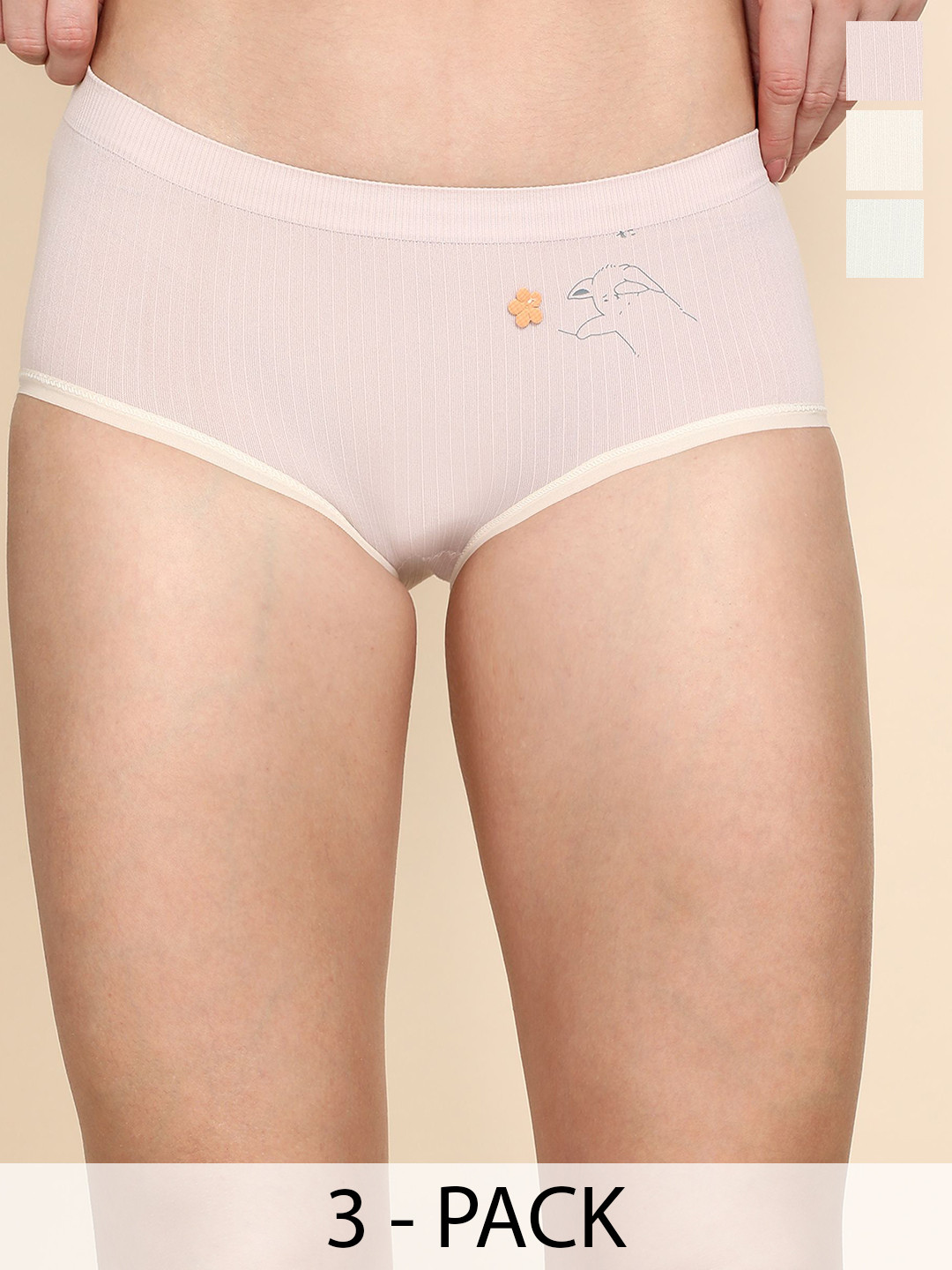 wincly fashion Pack Of 3 High-Rise Hipster Briefs RABBIT/MAJICIAN/PO3/L