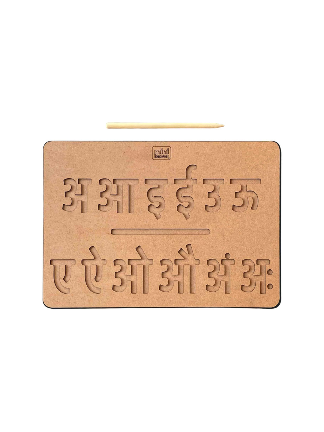 Mini Leaves Hindi Alphabet Tracing Wooden Board with Dummy Pencil Tool for Toddlers